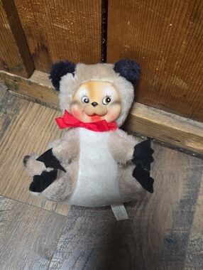 Rushton Rubber Face Raccoon. 1950s/1960s Vintage Plush Toy